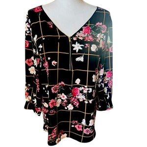 Seventh Avenue design ladies, extra large blouse, NWOT Black floral wrinkle free